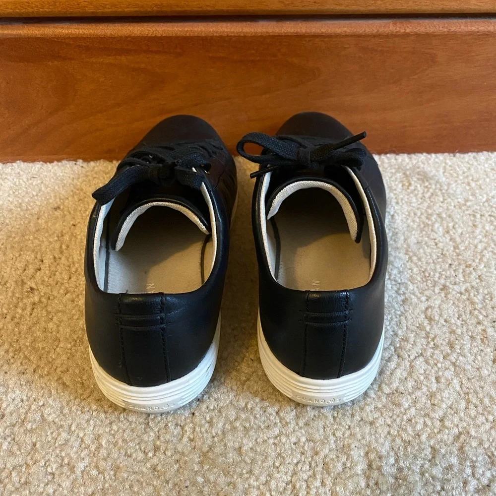 Cole Haan Black Leather Low-Top Sneakers with White Sole - Picture 5 of 7
